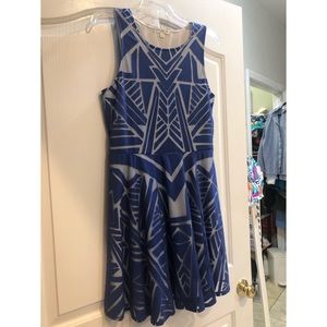 Royal Blue Mesh Pattern Dress